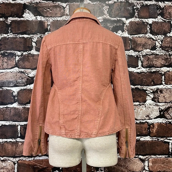 Free People Jacket Linen Orange Size X Small XS - Picture 10 of 16